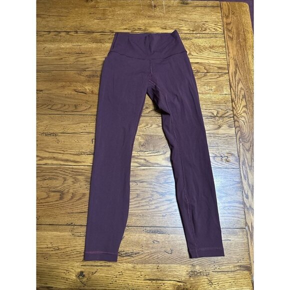 Lululemon Size 4 Wunder Train High Rise Tights 25" Burgundy LL95 - Picture 3 of 7